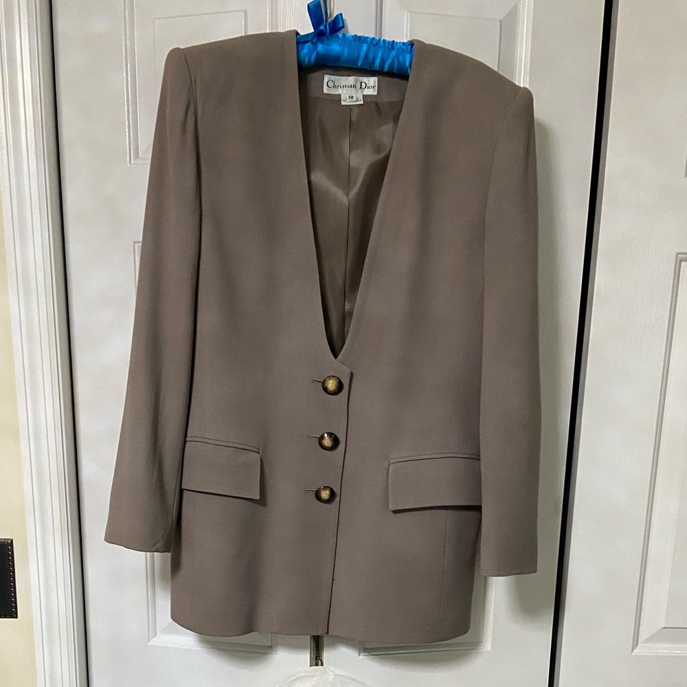 Vintage Christian Dior The Suit in Mushroom color. Size 12